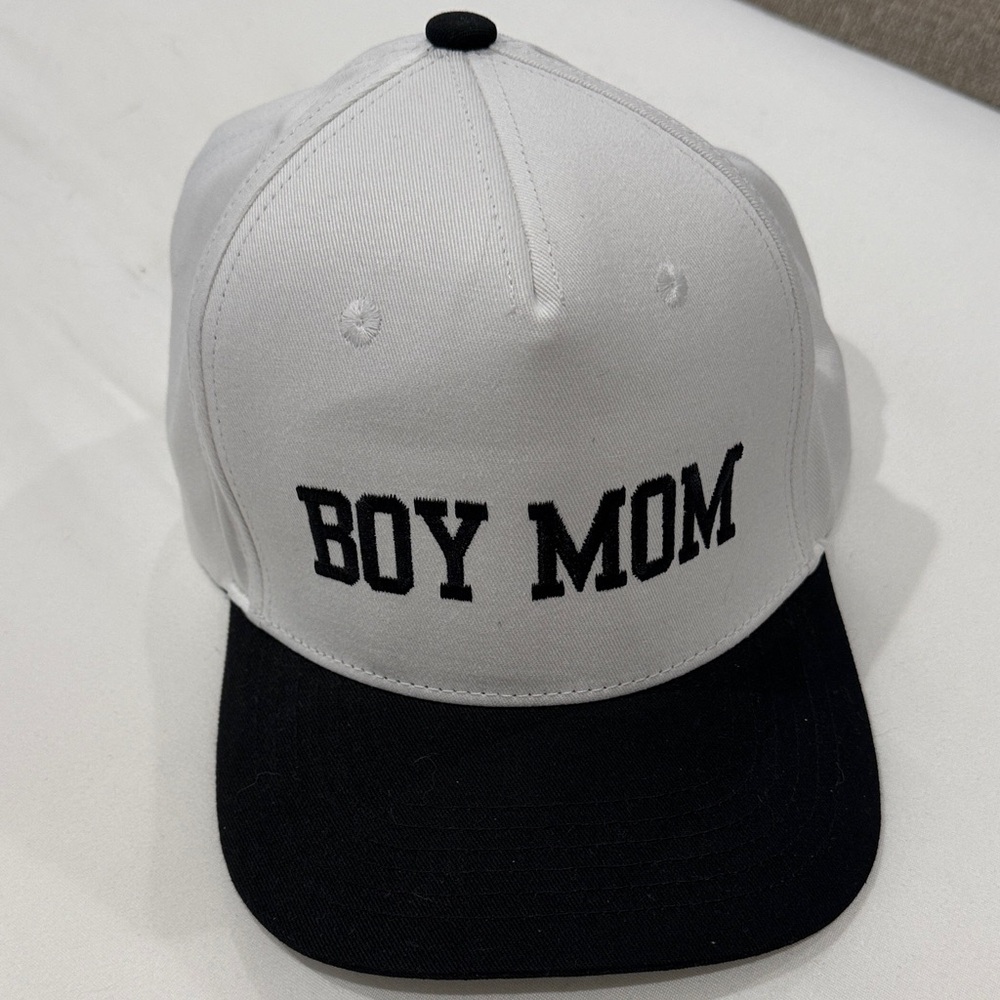 Boy Mom White and Black Baseball Cap
